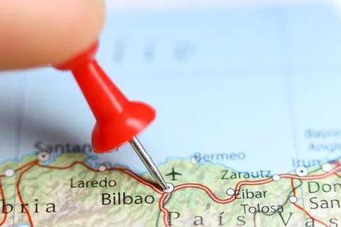 Bilbao, Spain pin on map Stock Photos