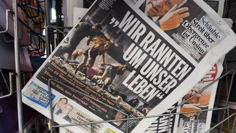 Bild german press about Las Vegas Shootings Stock Footage 97396252