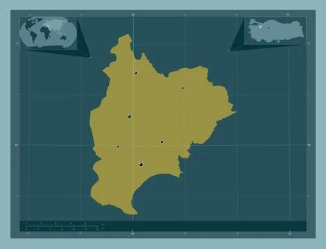 Bilecik, Turkiye. Solid color shape. Locations of major cities of the region Stock Illustration