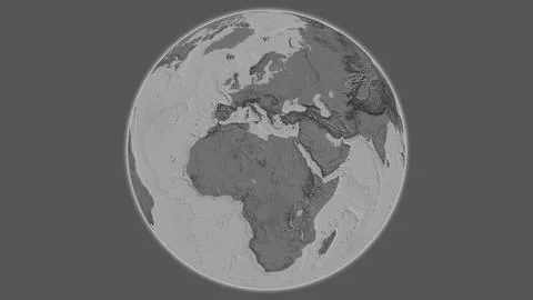 Bilevel globe map centered on Libya Stock Illustration