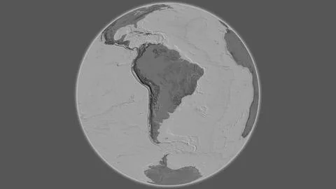 Bilevel globe map centered on Paraguay 库存插图