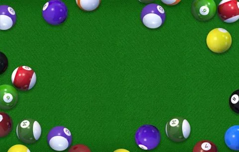 Biliard Table 3D Rendered Illustration Background. Billiard Game Copy Space Stock Illustration