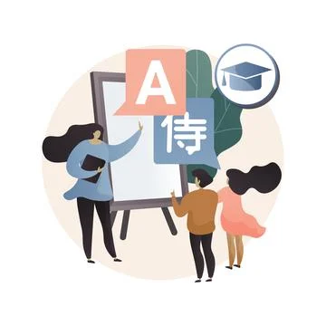 Bilingual immersion program abstract concept vector illustration. Stock Illustration