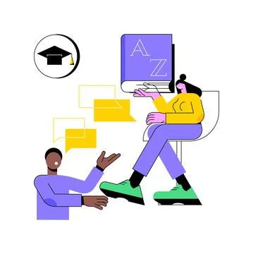 Bilingual immersion program abstract concept vector illustration. Stock Illustration