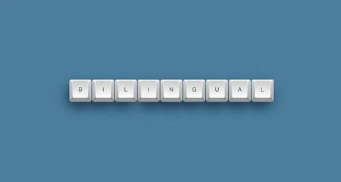 Bilingual text on a 3d keyboard button with shadow concept series 스톡 일러스트