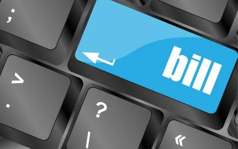 Bill button on the computer keyboard keys Illustrazione stock