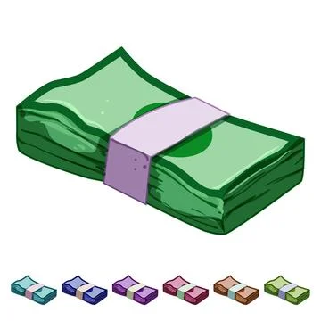 Bill cash stack cartoon vector graphic Stock Illustration