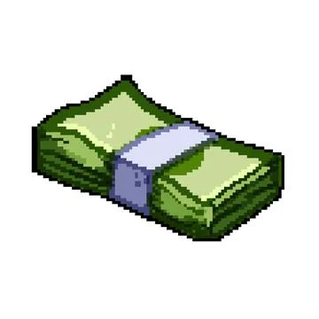 Bill cash stack pixel art vector illustration Stock Illustration