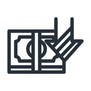Bill with decrease arrow line style icon vector design Stock Illustration
