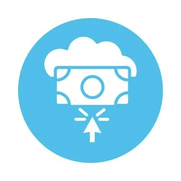 Bill dollar with cloud computing block style Stock Illustration