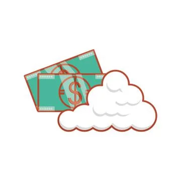 Bill dollar money with cloud computing Stock Illustration