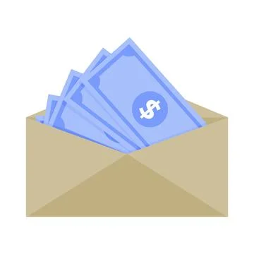 Bill dollar in paper envelope, no tax salary, wage Stock Illustration