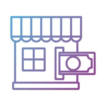 Bill dollar with store building Payment online line degradient style icon Ilustración de archivo