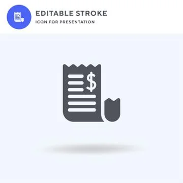 Bill icon vector, filled flat sign, solid pictogram isolated on white, logo Stock Illustration