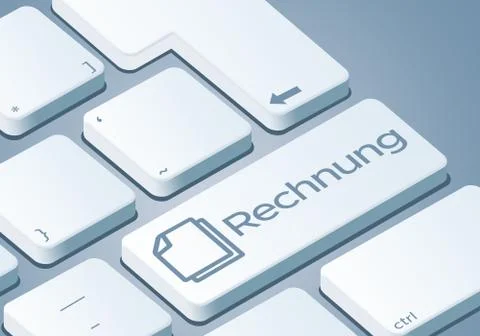 Bill Key - Keyboard with 3D Concept illustration - German-Translation: Rechnu Stock Illustration
