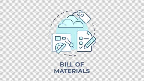 Bill of materials blue concept icon animation Stock Footage 337936520