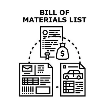 Bill of materials list planning and costing components Stockillustratie