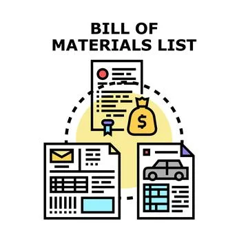 Bill of materials list planning and costing components Stock Illustration