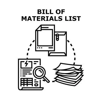 Bill of materials list planning and analysis concept Stock Illustration