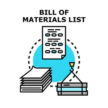 Bill of materials list planning production process Stock Illustration