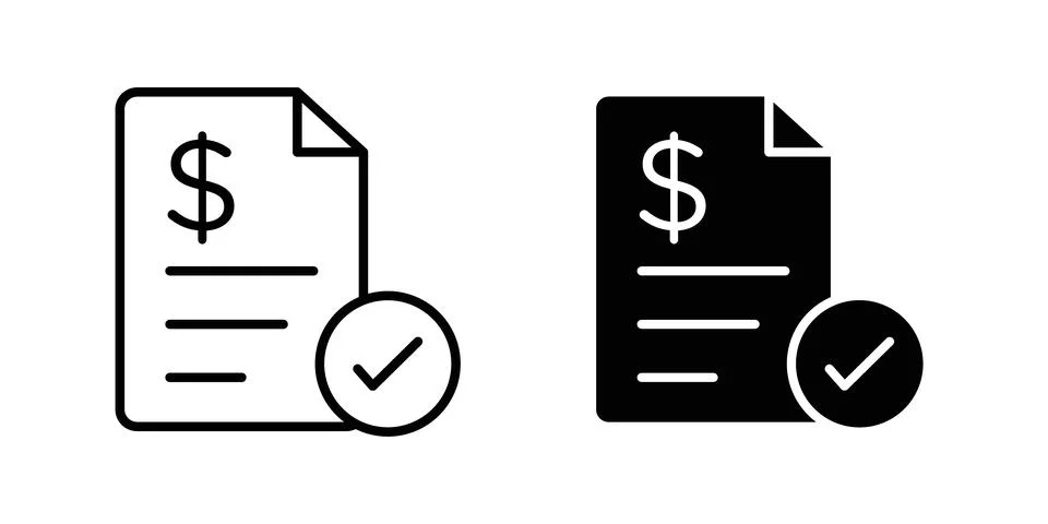 Bill paid icon vector template set in black Stock Illustration