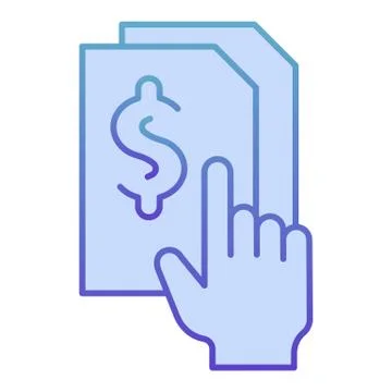 Bill paper flat icon. List with dollar blue icons in trendy flat style. Sheet Stock Illustration