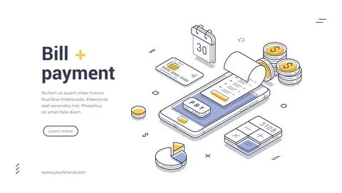 Bill payment concept for digital transactions, mobile banking, and financial  Stockillustratie