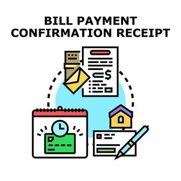 Bill payment confirmation receipt processing transactions Stock Illustration