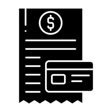 Bill Payment Glyph Icon Stock Illustration