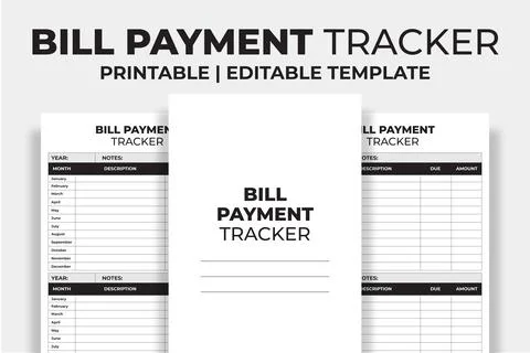 Bill Payment Tracker KDP Interior Stock-Illustration