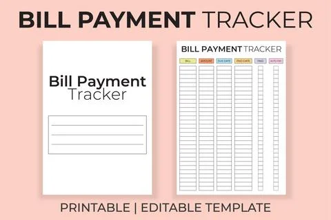 Bill Payment Tracker Printable and Editable Template Stock Illustration