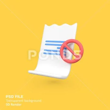 Bill payment transactions with termination isolated 3d render icon illustrati PSD Template