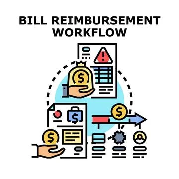 Bill reimbursement workflow financial process cycle Stock Illustration