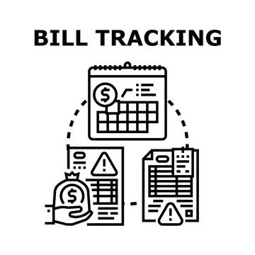 Bill tracking concept with calendar and financial documents Stock Illustration