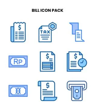Bill Two Colour Graphics Icons Pack Stock Illustration