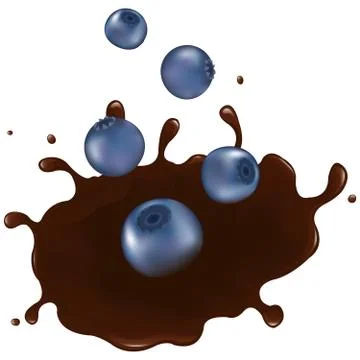 Billberry in chocolate splash Stock Illustration