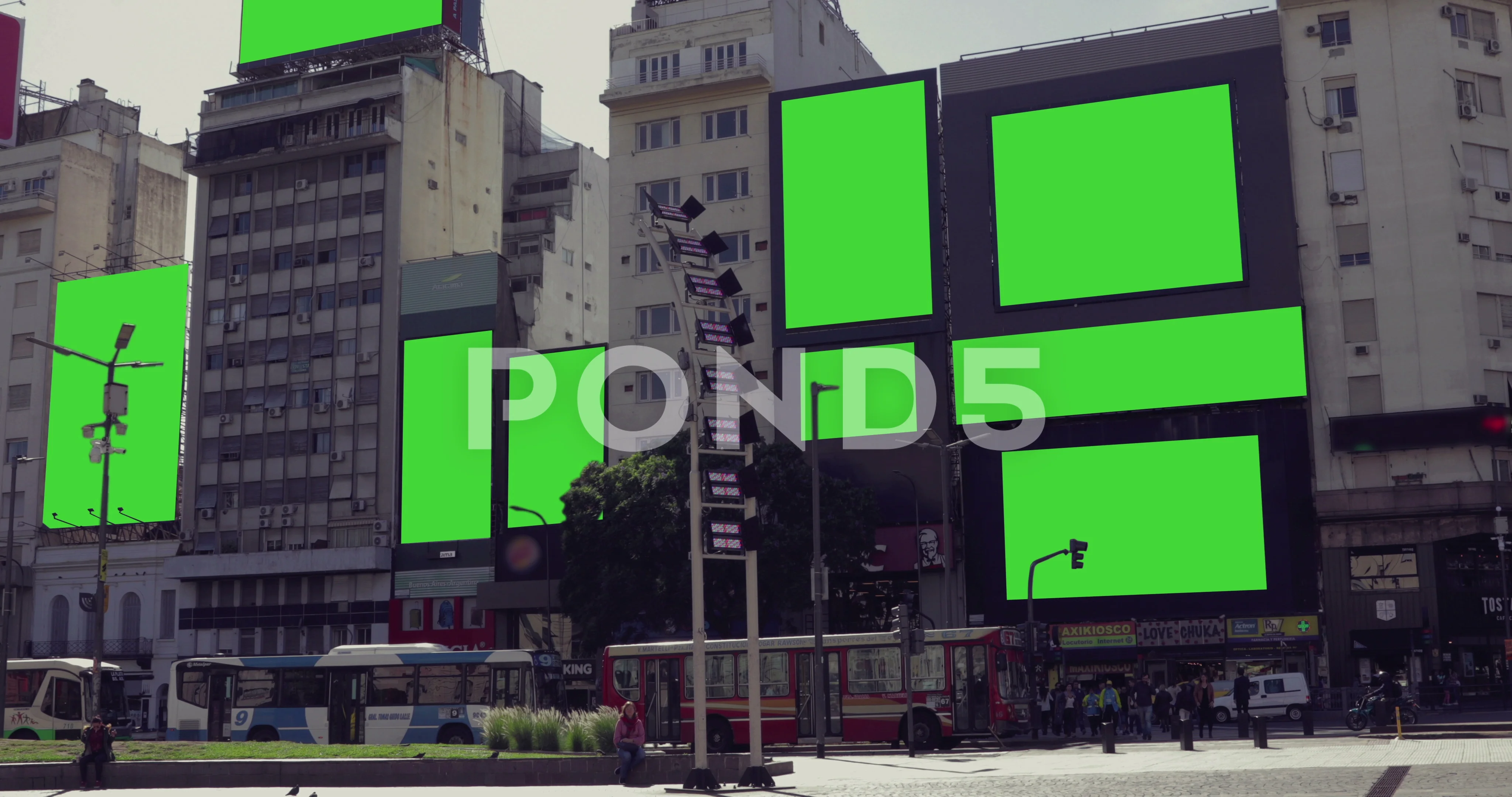 Abstract creative metal stage and led, neon blank billboard, border. Video  mock up for advertisement, green screen alpha channel and tracking markers.  Stock Illustration