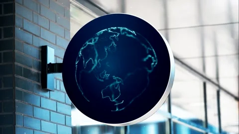 Billboard on the administrative building, world map, mockup Video stock 170762032