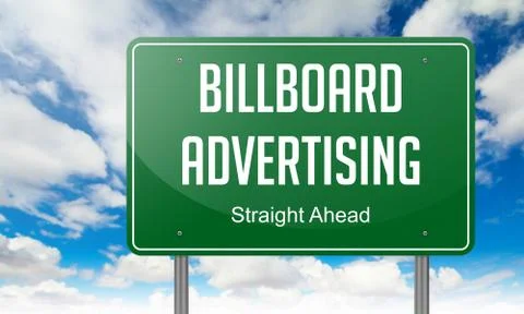 Billboard Advertising on Highway Signpost. Stock Illustration