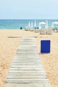 Billboard on the beach. Stock Photos