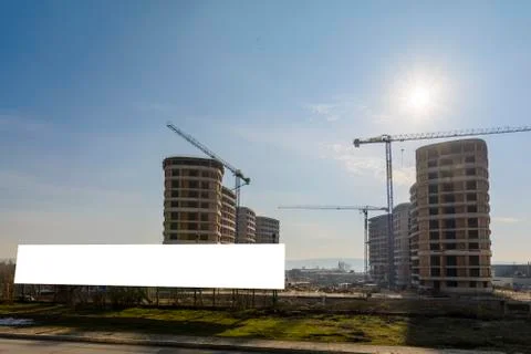 Billboard in a construction site Stock Photos
