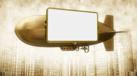 Billboard on dirigible.Vintage Video stock 24729088