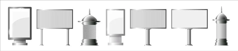 Billboard flat Set of different perspectives advertising construction for Stock Illustration
