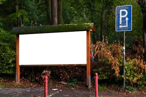 Billboard at a forest Stock Photos