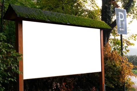 Billboard at a forest Stock Photos