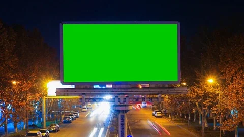 A billboard with green chroma key . Time Lapse video. Vidéo 85040205
