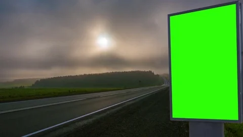 Billboard green screen about high-speed roads. timelapse Stock-Footage 77858598