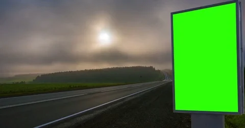 Billboard green screen about high-speed roads. timelapse Stock Footage
