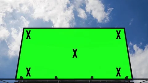 Billboard with green screen and tracking markers. Video mock up Video stock 114510639