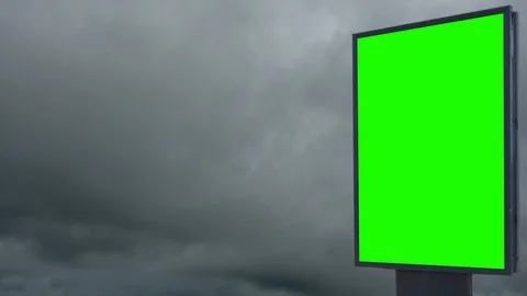 Billboard green screen on the background of storm clouds Stock Footage 97752969
